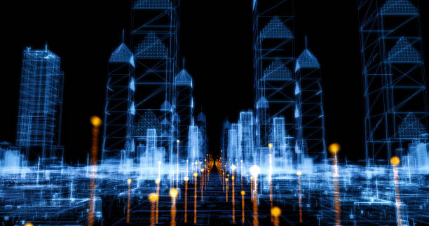 istock Futuristic 3D Smart City Timelapse. High Speed Internet With Optical Fibers. 2101446151
