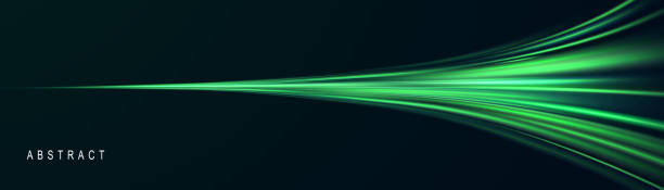 istock Green glowing shiny lines effect vector background. Luminous white lines of speed. Light glowing effect. Light trail wave, fire path trace line and incandescence curve twirl. 2101459460