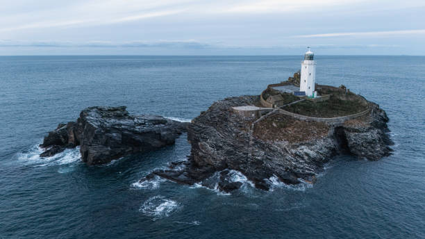 istock Godrevy lighthouse Cornwall United Kingdom aerial view 2101462836
