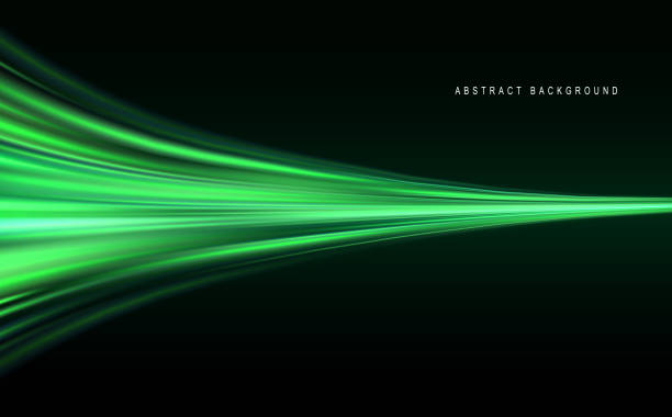 istock Green glowing shiny lines effect vector background. Luminous white lines of speed. Light glowing effect. Light trail wave, fire path trace line and incandescence curve twirl. 2101464702