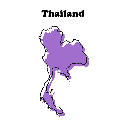 Stylized simple red outline map of Thailand
