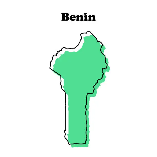 Vector illustration of Stylized simple red outline map of Benin