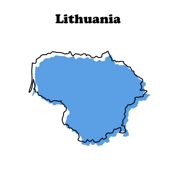 Vector illustration of Stylized simple red outline map of Lithuania