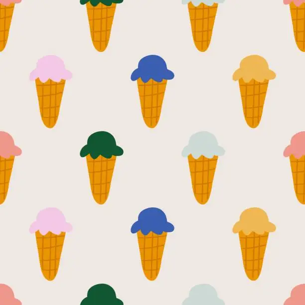 Vector illustration of Ice cream. Seamless pattern. Flat vector graphic design