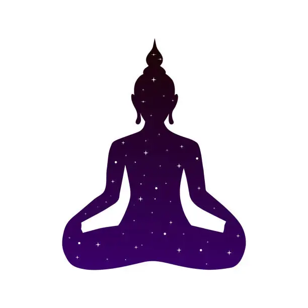 Vector illustration of Illustration Of Happy vesak Day Or Buddha Purnima. Silhouette of Thai Buddha