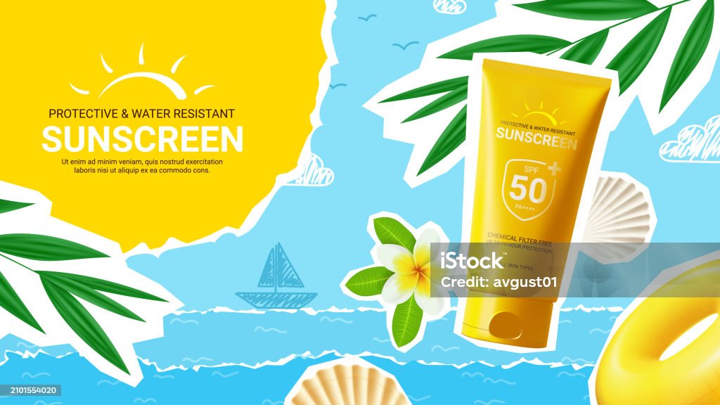 Sunscreen Promotion Fun Ad Collage For Promotion Sunscreen Stock Illustration - Download Image ...