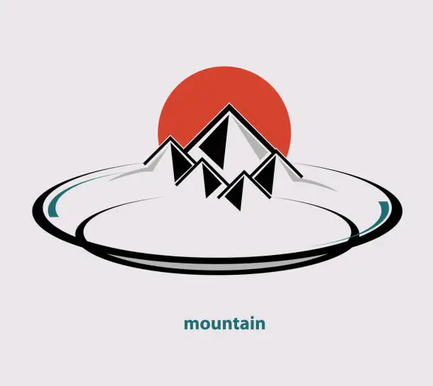 Vector illustration of Mountain on the plate vector format