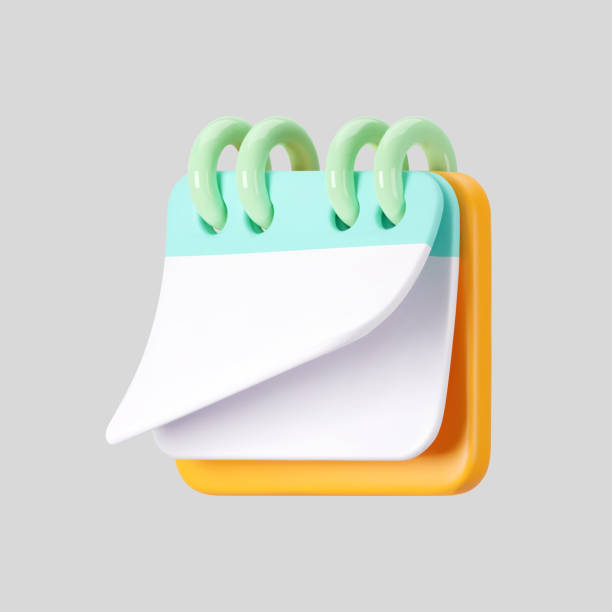 istock 3d calendar icon with flipping paper pages and rings isolated on gray background. Render of daily schedule planner. Calendar events plan, work planning concept. 3d cartoon simple vector illustration 2101575790