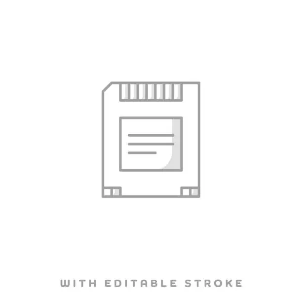 Vector illustration of Memory Access concept line icon with shadow and editable stroke.