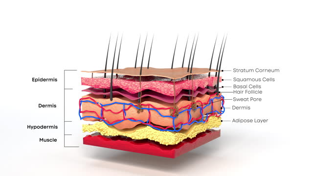 3d Animated illustration of a skin cross-section