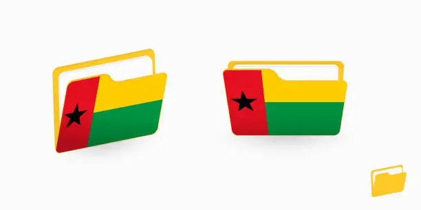 Vector illustration of Guinea-Bissau flag on two type of folder icon.