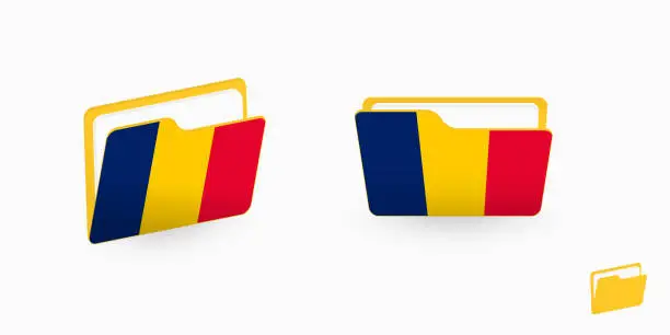 Vector illustration of Chad flag on two type of folder icon.