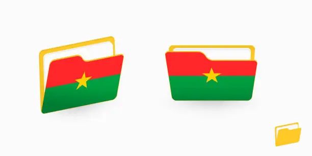 Vector illustration of Burkina Faso flag on two type of folder icon.