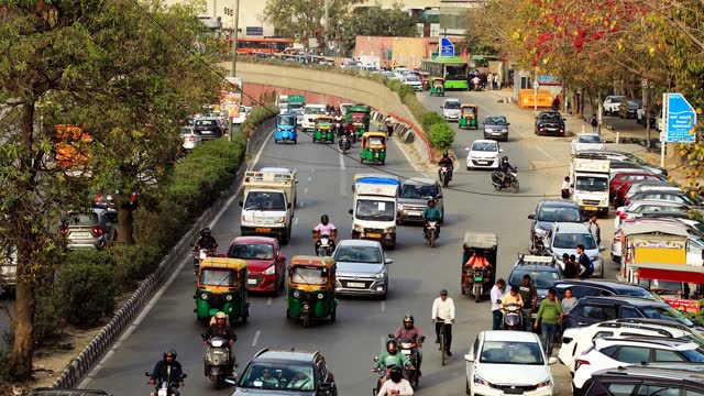Traffic time lapse Delhi city India