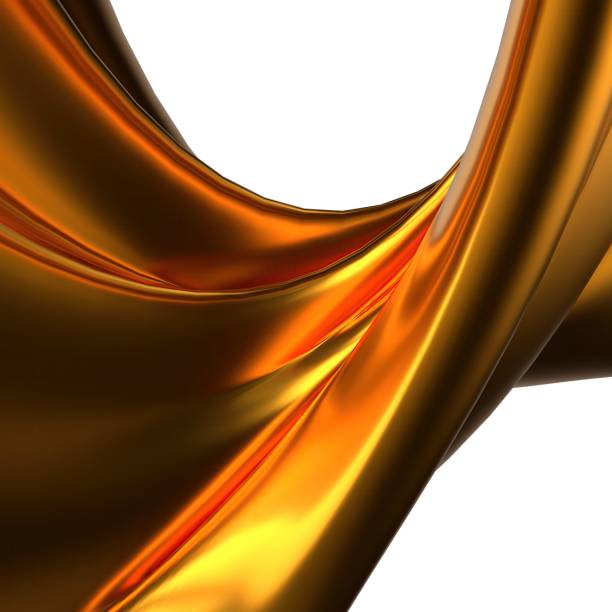istock Gold Luxury Bezier Curve Modern Art Isolated Metal Organic Plate Elegant Modern 3D Rendering Abstract Background 2101658024
