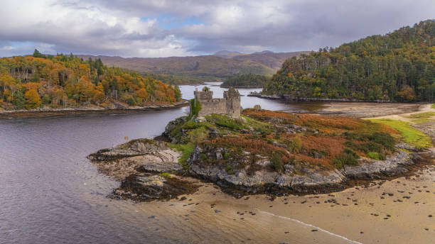 Castle Tioram is a significant historical site located on the tidal island Eilean Tioram in Loch Moidart, Lochaber, Highland, Scotland. It is known for its picturesque ruins that date back to the medieval period and its strategic position controlling access to Loch Shiel.
