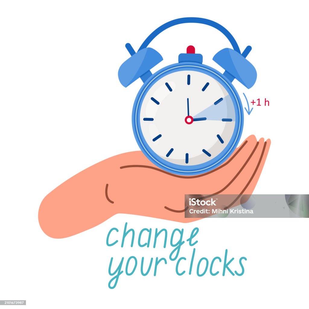 Spring Forward Fall Back Illustration With Clock Human Hand Is Turning ...