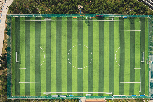 Top View of the Football Field on the Sea