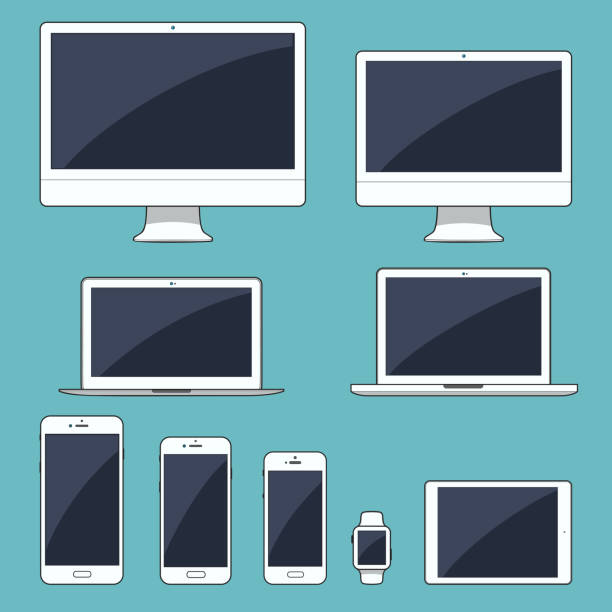 ベクトル図、現代の電子機器のセット - mobile phone smart phone portable information device mobility点のイラスト素材／クリップアート素材／マンガ素材／アイコン素材