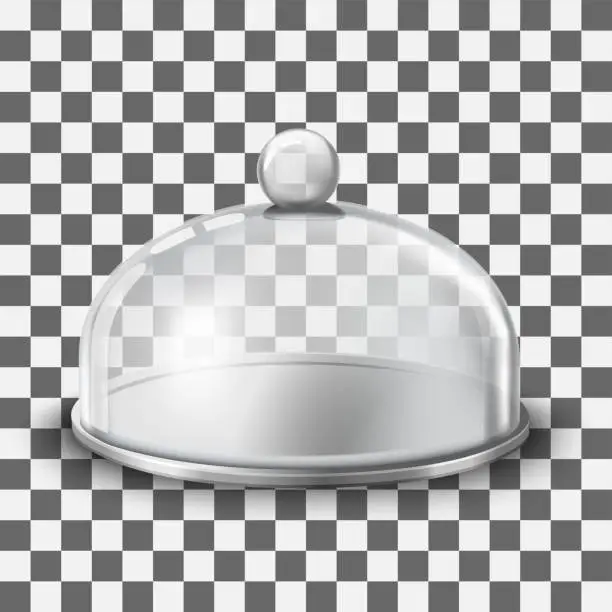 Vector illustration of Cake stand with glass cover dome ill