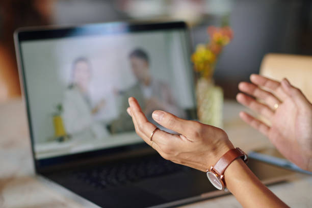 istock Entrepreneur Gesturing when Speaking in Online Meeting 2101700006