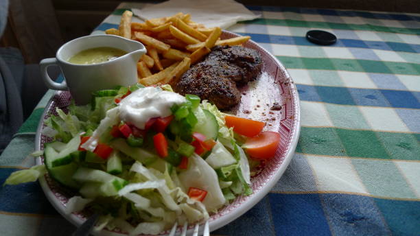 An icelandic staple, Icelandic Horse serves with chips and a side of salad