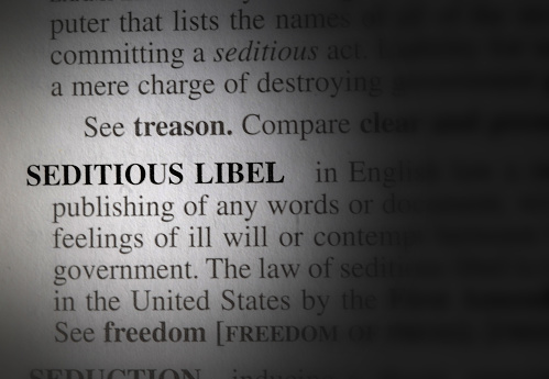 close up photo of the words seditious libel