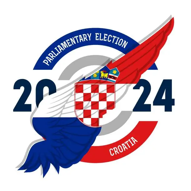 Vector illustration of Parliamentary elections will be held in Croatia by 22 September 2024 to elect the members of the 11th Sabor. An election poster.