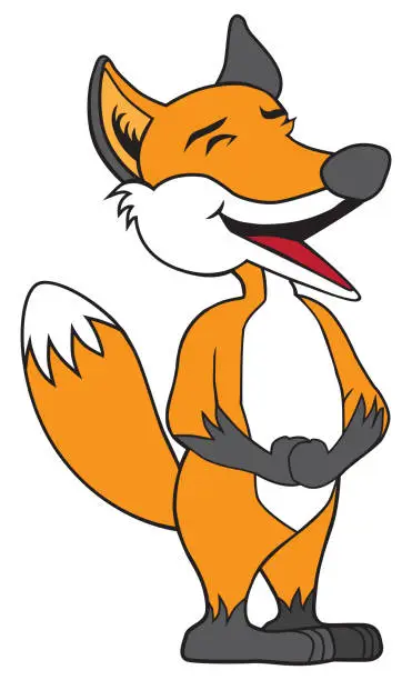 Vector illustration of Laughing Cartoon Fox