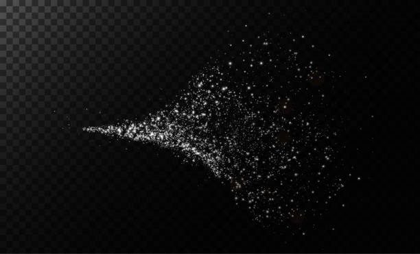 istock Sparks, dust and white stars shine with special light. Vector sparks on transparent dark background. Christmas light effect. Sparkling particles of magic dust. 2101768081