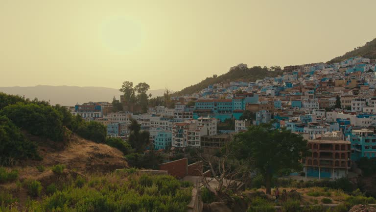 Fes Hillside and Buildings in Turquoise