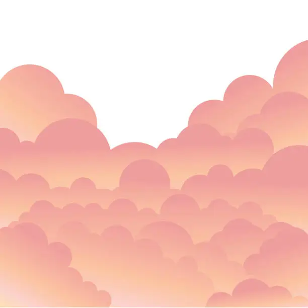 Vector illustration of vector of cloud and peach sky background