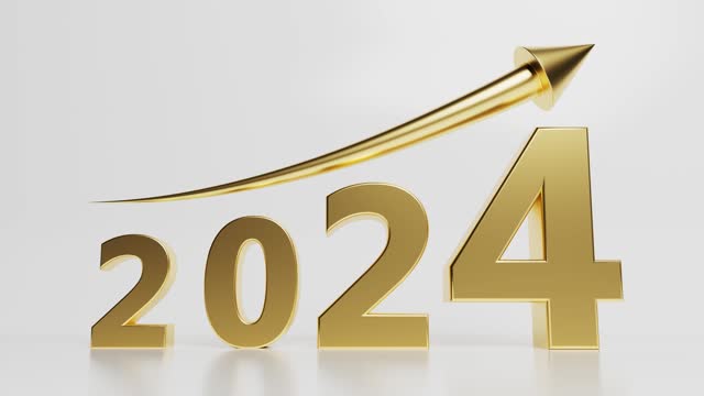 2024 Text In Gold And Upward Growth Arrow