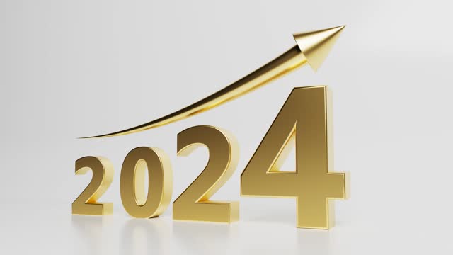 2024 Text In Gold And Upward Growth Arrow