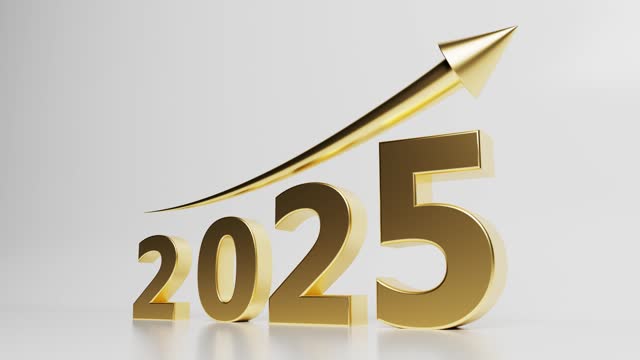 2025 Text In Gold And Upward Growth Arrow