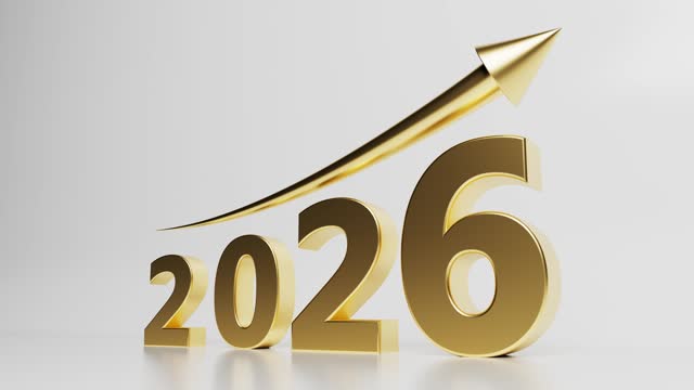 2026 Text In Gold And Upward Growth Arrow