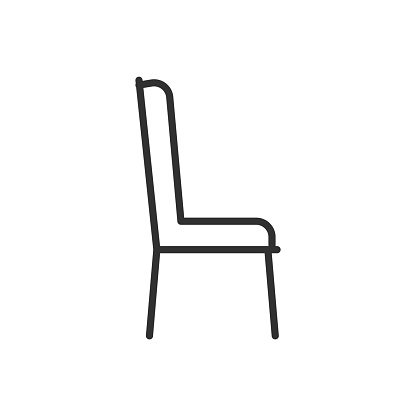 Chair with backrest, linear icon. Line with editable stroke