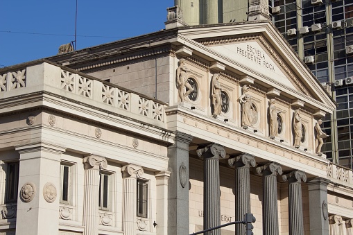 New York City, USA - February 3, 2019: Panoramic view of the front entrance to the Metropolitan Museum of Art.