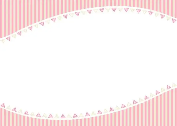 Vector illustration of Striped and garland patterned frame background, striped and triangular curved frame