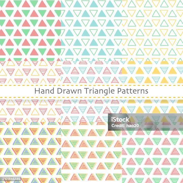 Hand Drawn Triangle Pattern Set Triangle Pattern Background Material ...