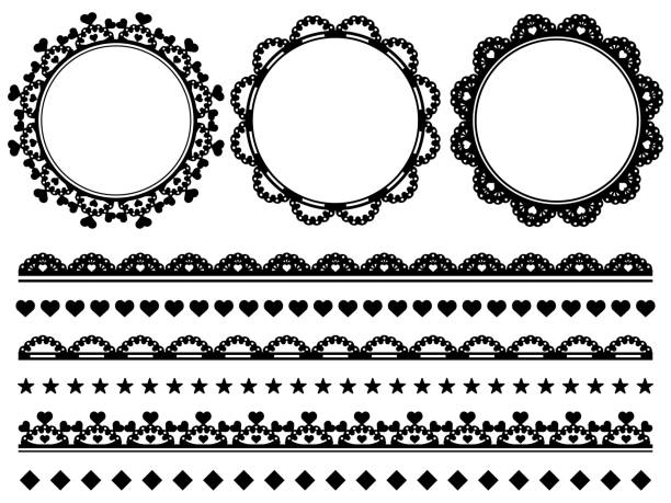 illustrations, cliparts, dessins animés et icônes de lace decoration set - dentelle