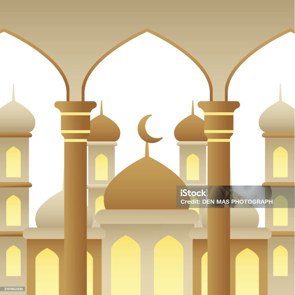 Gradient Mosque Islamic Islamic Building Illustrations Mosque Neutral Gradient Stock ...