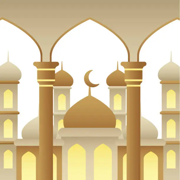 Vector illustration of Islamic Building Illustrations mosque neutral gradient