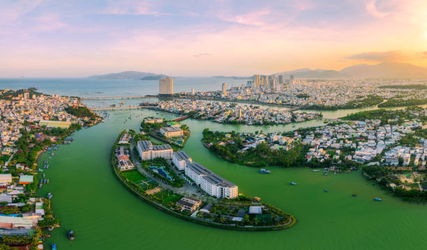 Nha Trang city in sunset