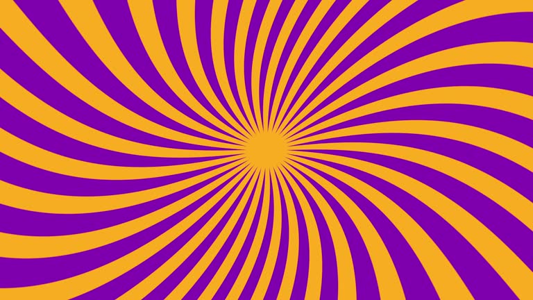 Wide Orange and Purple Groovy Holiday Sunburst 4k Animation, 70s 80s Inspired Abstract Seamless Loop Motion Graphics