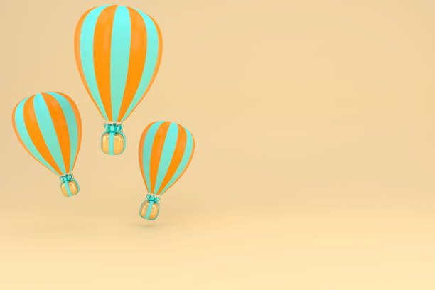 istock Holiday background concept. Balloons gift box floating. Creative design. Graphic card 3d illustration. Billboard banner template invitation ticket mockup with copy space. 2101917247