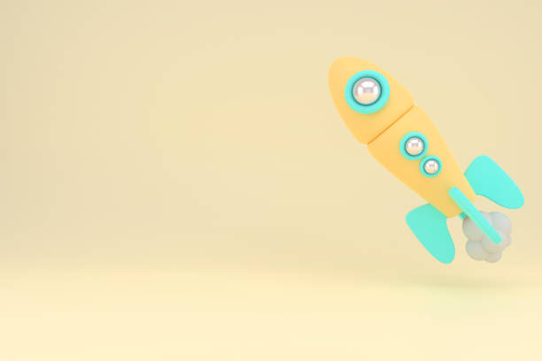 istock Business start-up concept, Rocket launching from the ground, 3d rendering. 2101917705