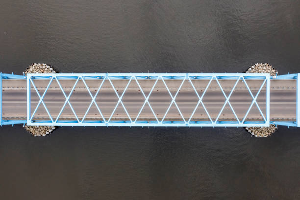 istock Bridge over the river, view from the drone. 2101922418
