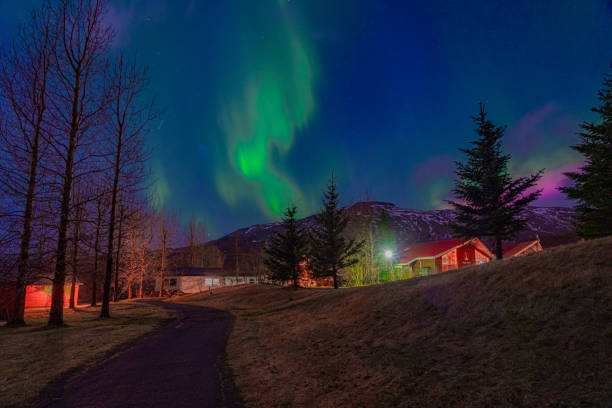 istock Northern lights illuminating the sky with a pathway beneath it 2101928736