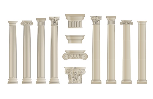 set of greece column with separate capitels eps10 vector